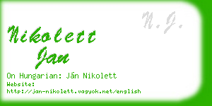 nikolett jan business card