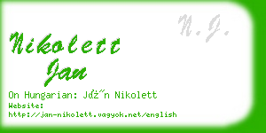 nikolett jan business card